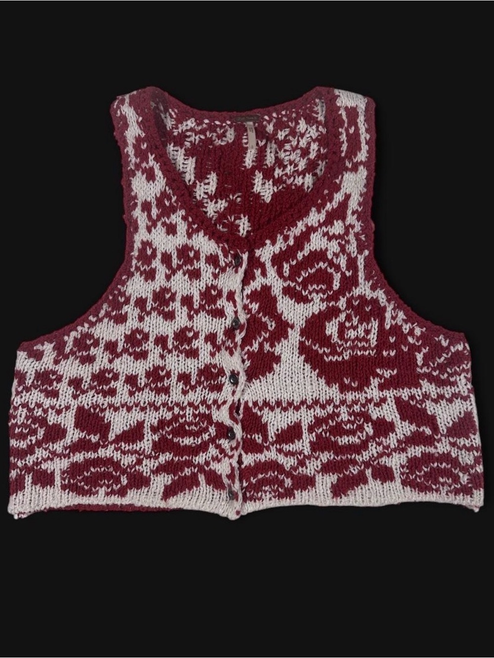 🌹 Free People "Rosie" Crop Sweater Tank / Vest 🌹 - Small Grandmacore Cozy Knit